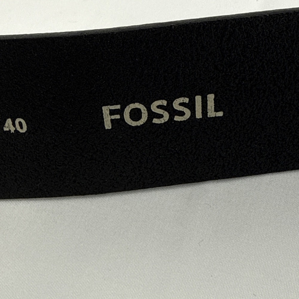Fossil Mens Black Genuine Leather Belt Silver Buckle Size 40 Casual Career - Picture 9 of 16